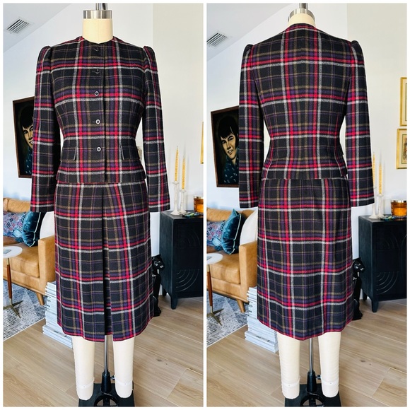 Vintage 70’s/80’s Plaid Wool Skirt Suit Set - Picture 2 of 15